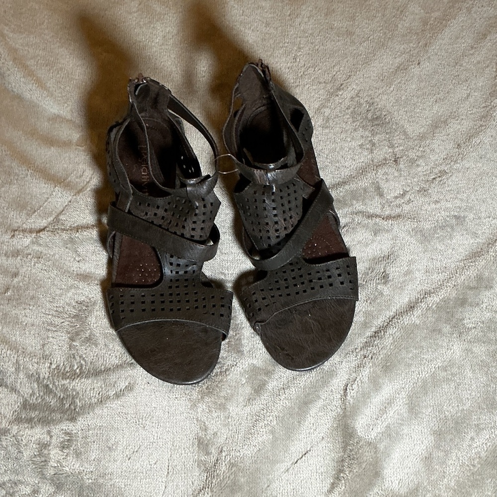 Relativity Black Perforated Strappy Sandals